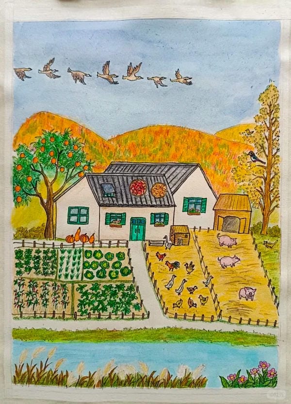 vẽ tranh phong cảnh làng quê 17