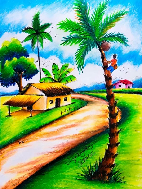 vẽ tranh phong cảnh làng quê 19