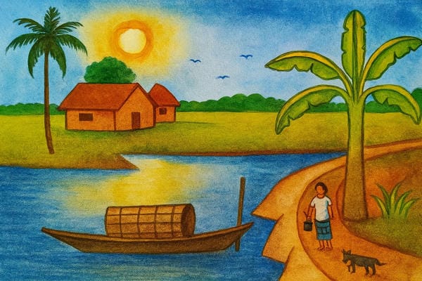 vẽ tranh phong cảnh làng quê 21