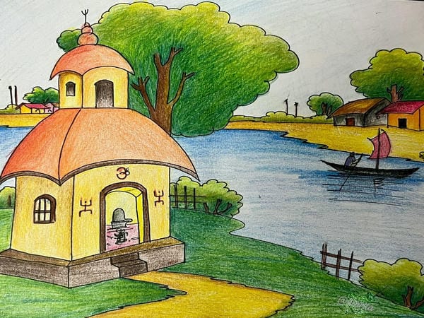 vẽ tranh phong cảnh làng quê 22