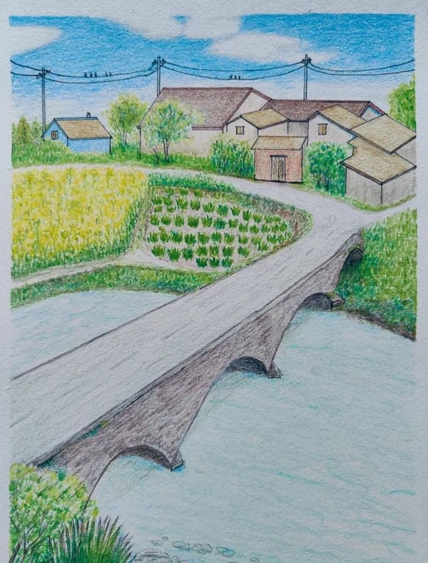 vẽ tranh phong cảnh làng quê 23