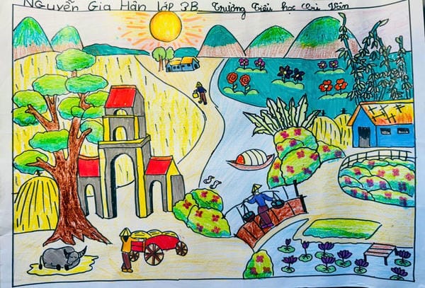 vẽ tranh phong cảnh làng quê 6