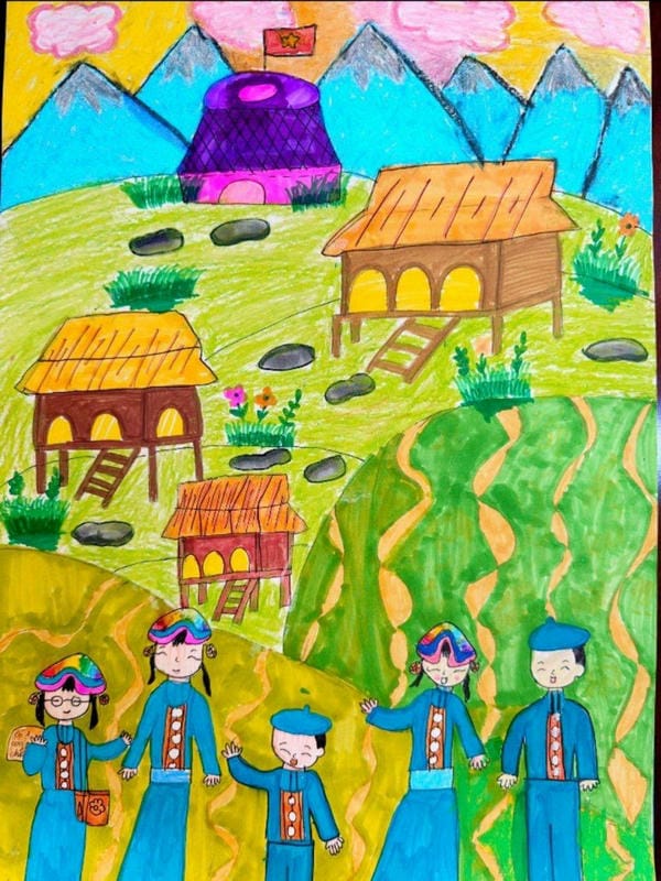 vẽ tranh phong cảnh làng quê đẹp nhất