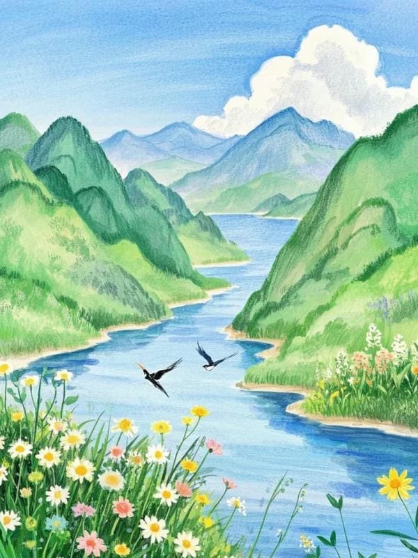 vẽ tranh phong cảnh núi 13