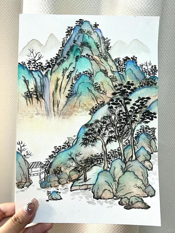 vẽ tranh phong cảnh núi 14