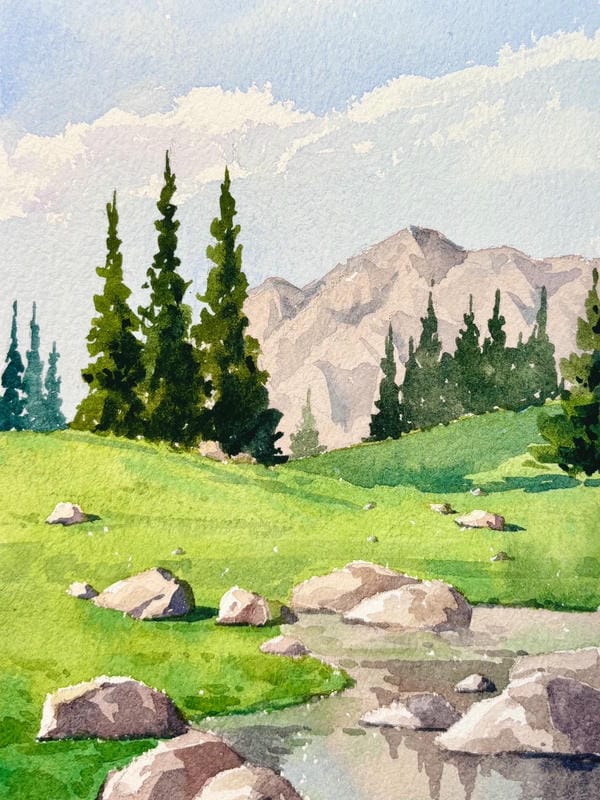 vẽ tranh phong cảnh thiên nhiên bằng màu nước