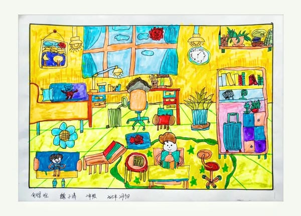 những bức tranh vẽ về góc học tập