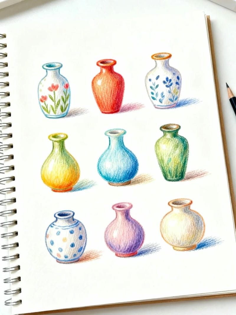 tranh vẽ bình hoa đơn giản 10