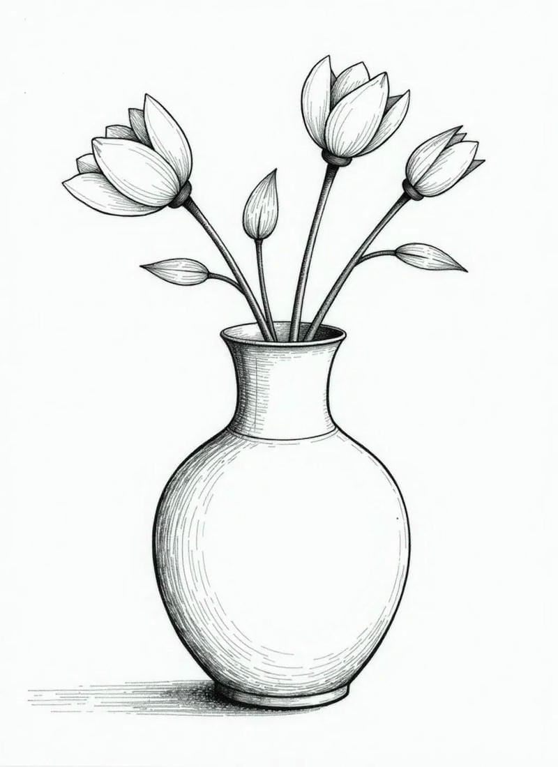 tranh vẽ bình hoa đơn giản 14