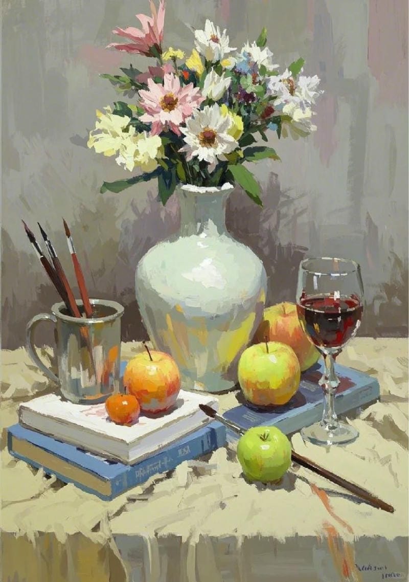 tranh vẽ bình hoa đơn giản 18