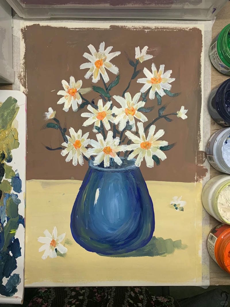 tranh vẽ bình hoa đơn giản 20