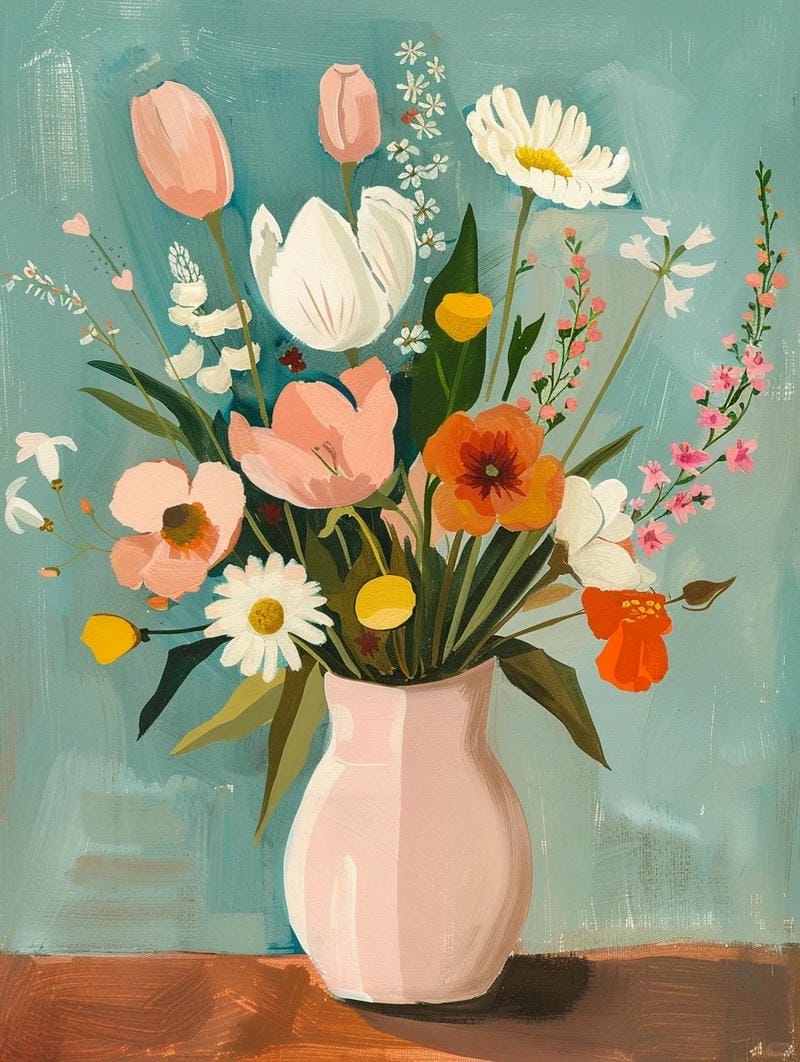 tranh vẽ bình hoa đơn giản 21