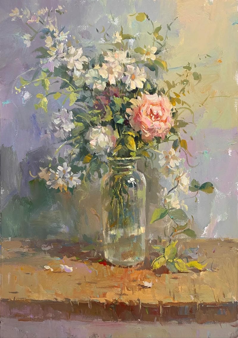 tranh vẽ bình hoa đơn giản 23