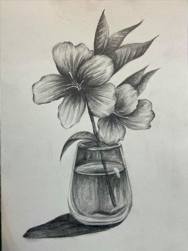 tranh vẽ bình hoa đơn giản 25