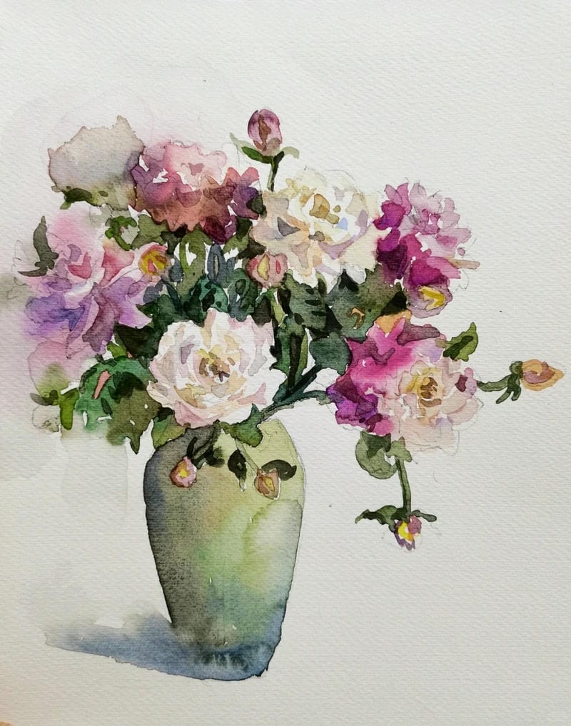 tranh vẽ bình hoa đơn giản 26