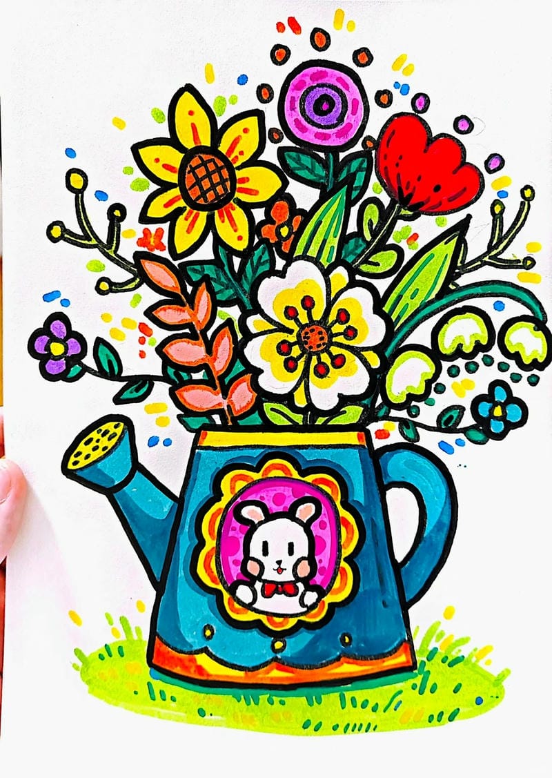 tranh vẽ bình hoa đơn giản 27