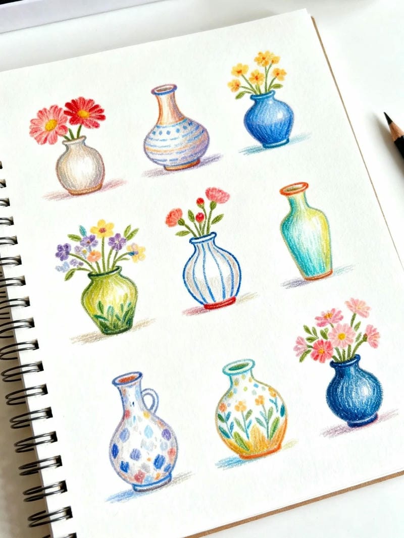 tranh vẽ bình hoa đơn giản 4