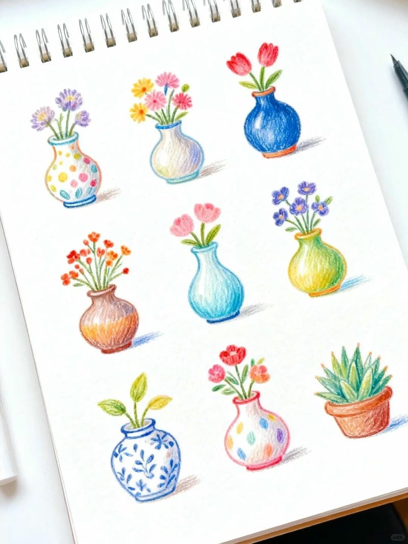 tranh vẽ bình hoa đơn giản 7