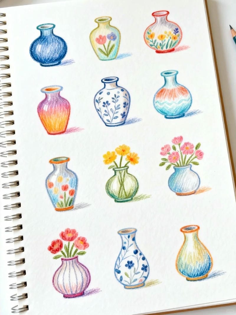 tranh vẽ bình hoa đơn giản 8