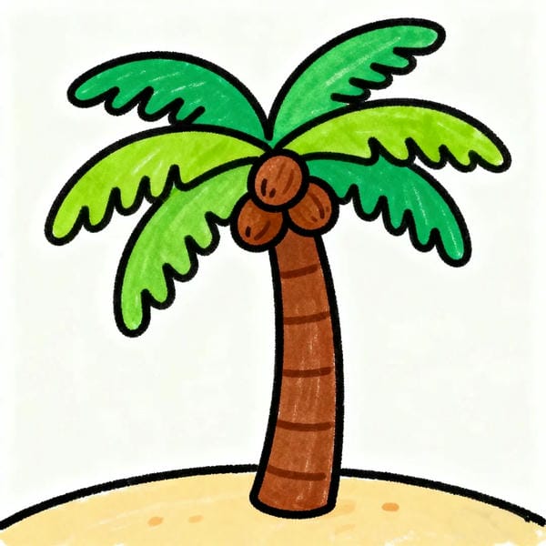 tranh vẽ cây dừa 1