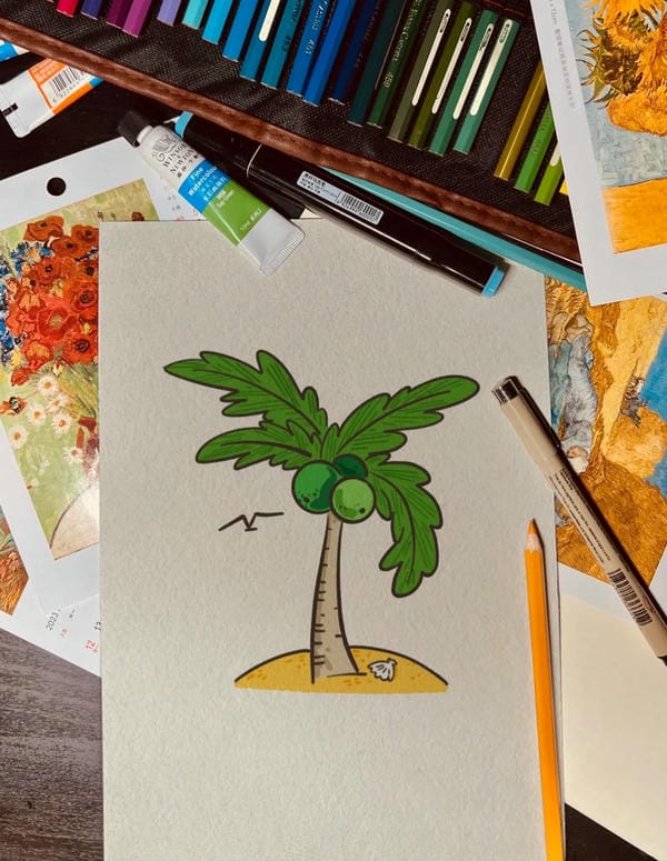 tranh vẽ cây dừa 16