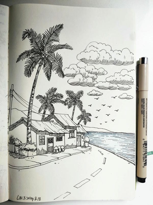 tranh vẽ cây dừa 23