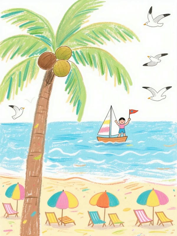 tranh vẽ cây dừa 3