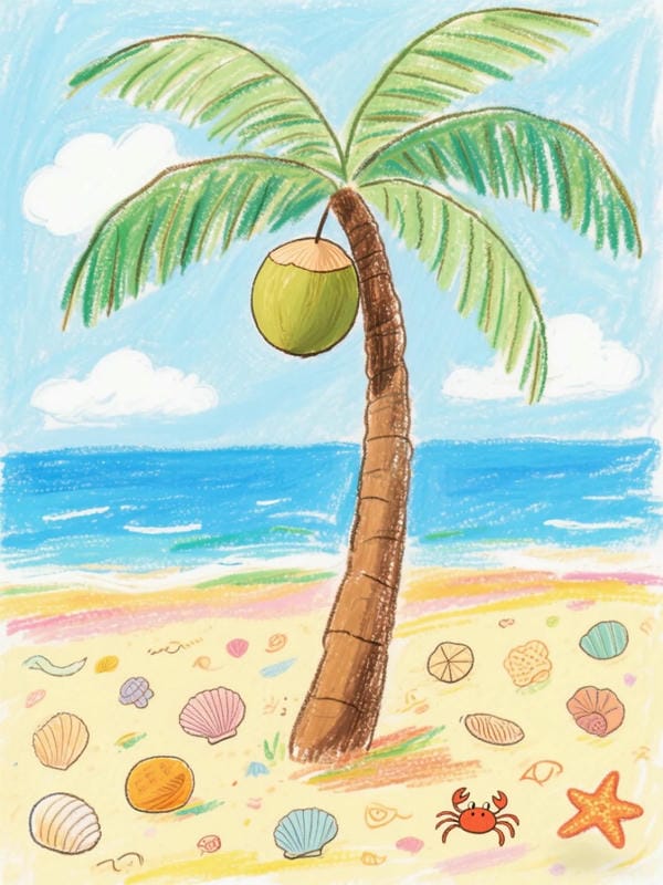 tranh vẽ cây dừa 4