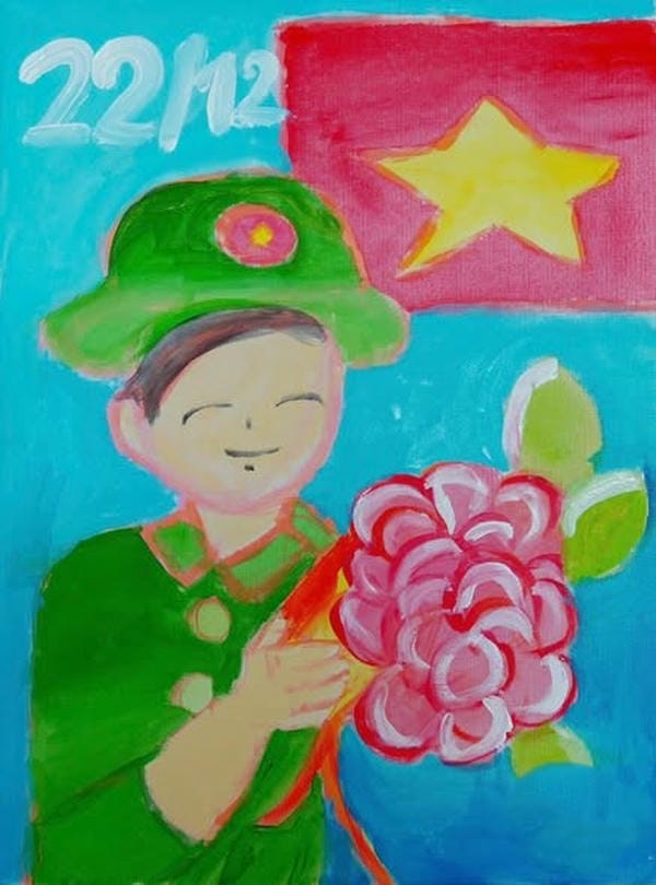 tranh vẽ chú bộ đội 15