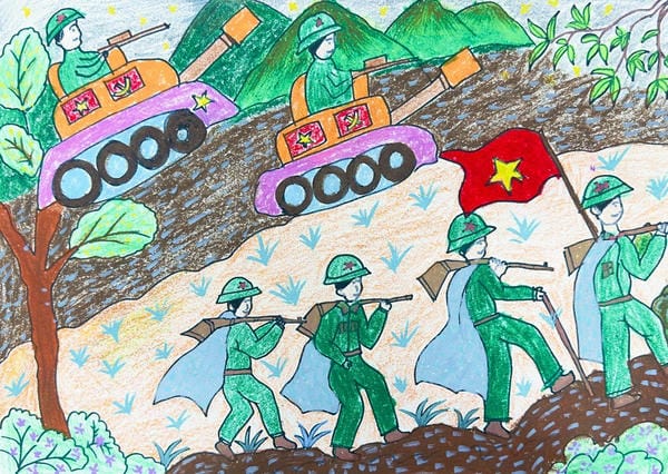 tranh vẽ chú bộ đội 2