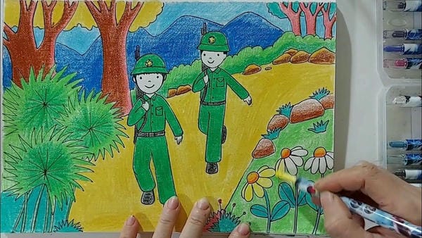 tranh vẽ chú bộ đội 21