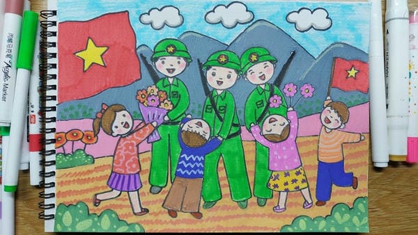 tranh vẽ chú bộ đội 22