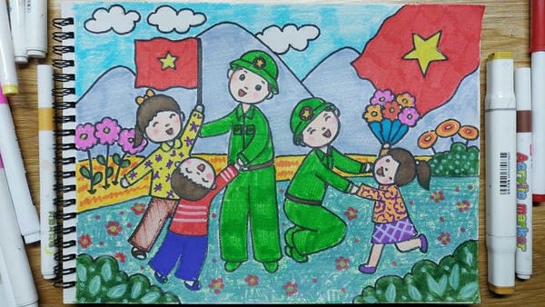 tranh vẽ chú bộ đội 24