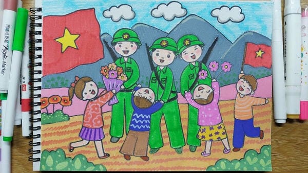 tranh vẽ chú bộ đội 3