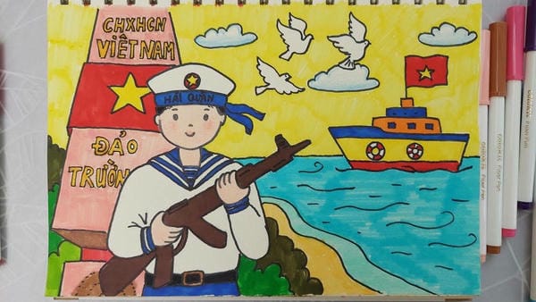 tranh vẽ chú bộ đội 4