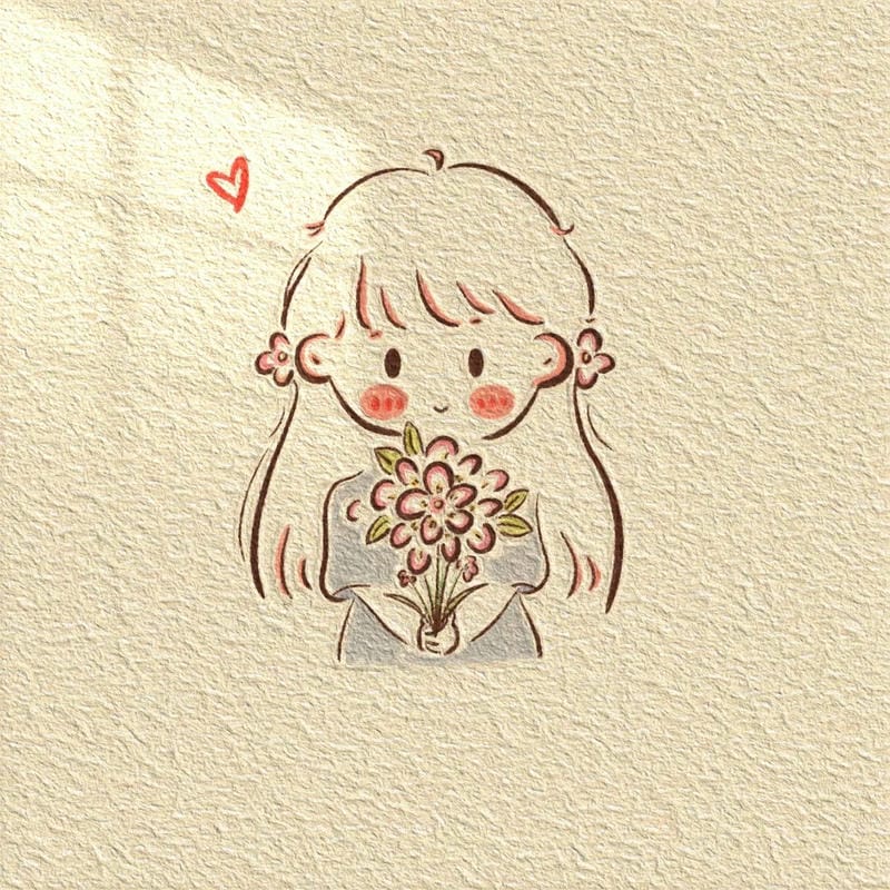 tranh vẽ cô gái và hoa​ 12