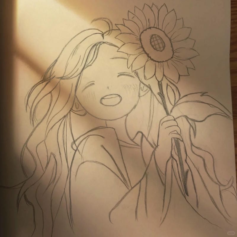 tranh vẽ cô gái và hoa​ 22