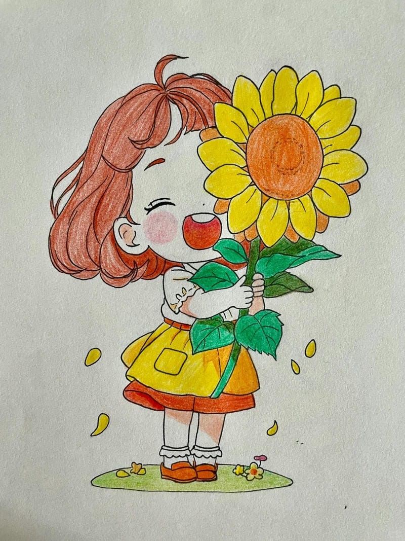 tranh vẽ cô gái và hoa​ 24