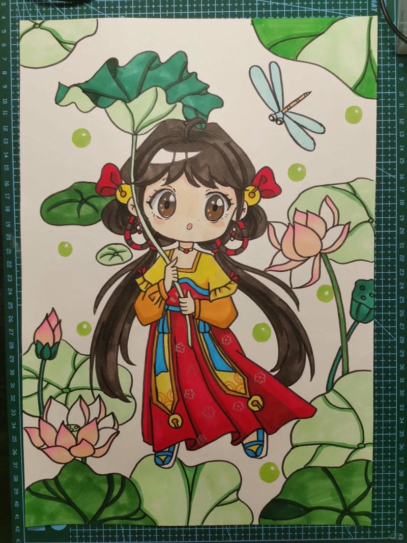 tranh vẽ cô gái và hoa​ 26