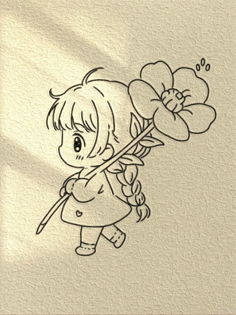 tranh vẽ cô gái và hoa​ 9