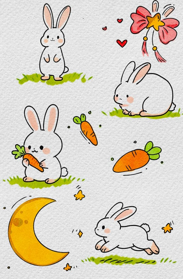 tranh vẽ con thỏ 14