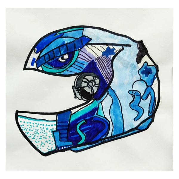 tranh vẽ đội mũ bảo hiểm 22