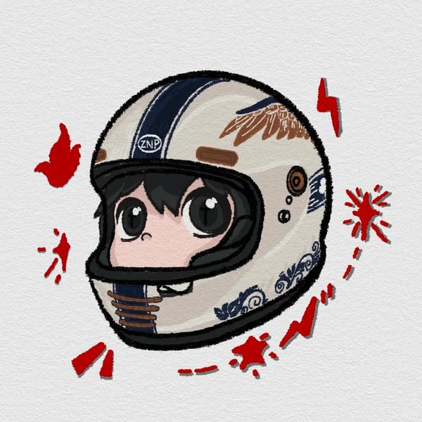 tranh vẽ đội mũ bảo hiểm 4