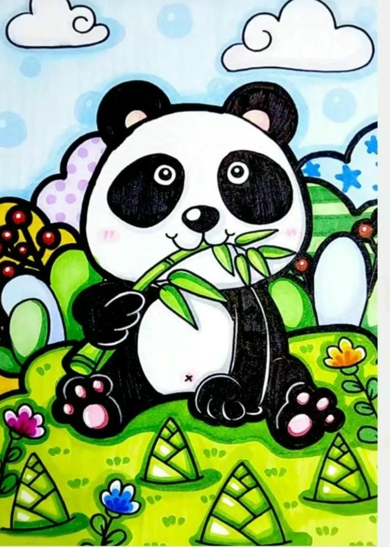 tranh vẽ gấu trúc 3