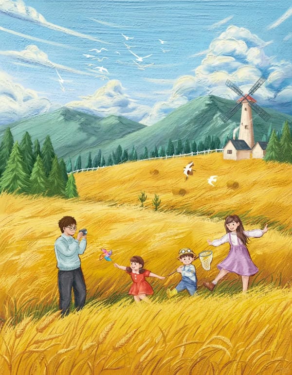 tranh vẽ gia đình 4 người 1