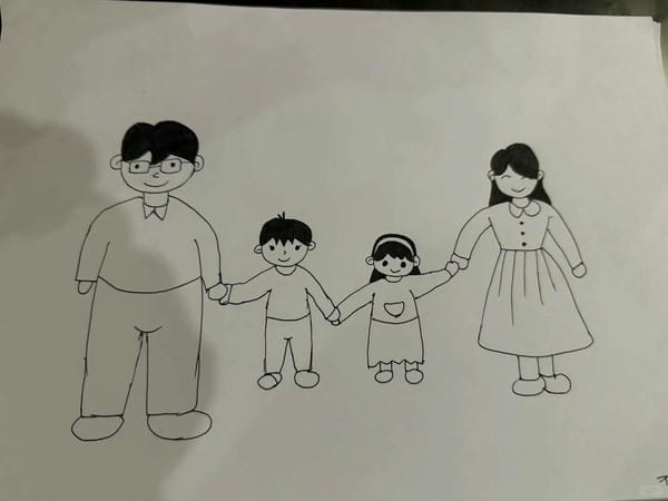 tranh vẽ gia đình 4 người 13