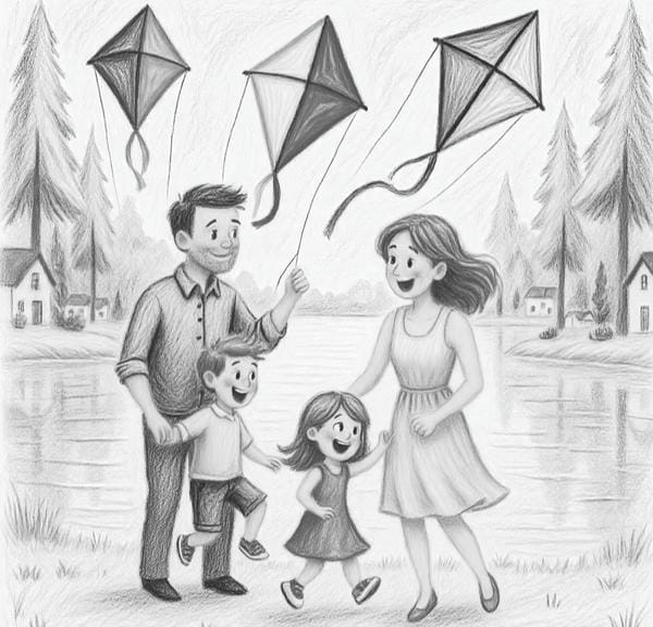 tranh vẽ gia đình 4 người 17