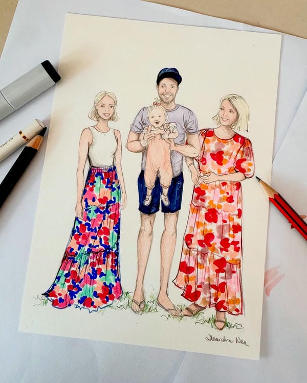 tranh vẽ gia đình 4 người 18