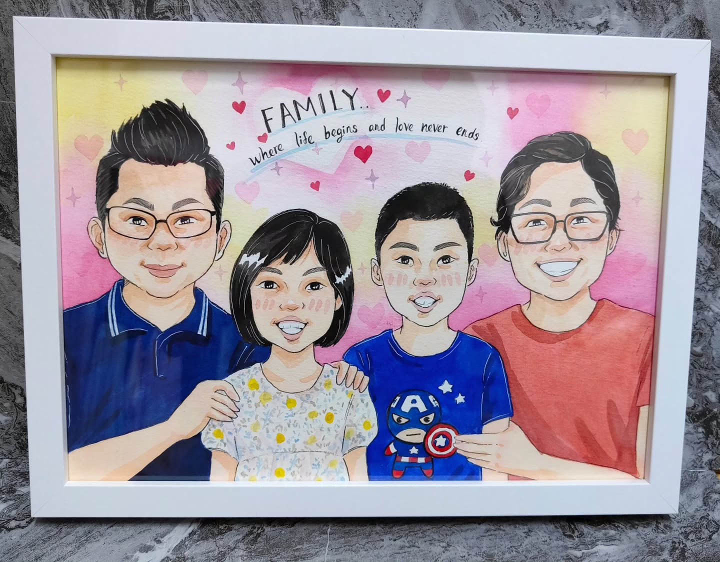 tranh vẽ gia đình 4 người 19