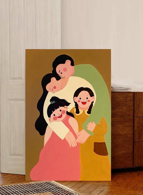 tranh vẽ gia đình 4 người 2